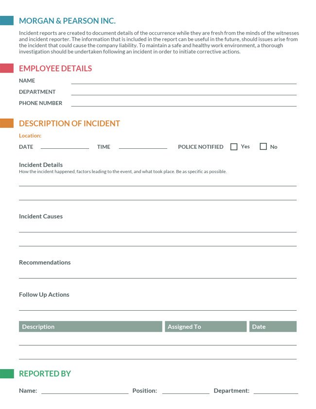 Free Incident Report Template from www.exceltemp.com