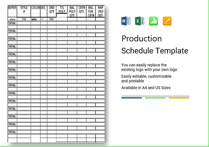 Production Schedule Template Excel Spreadsheet